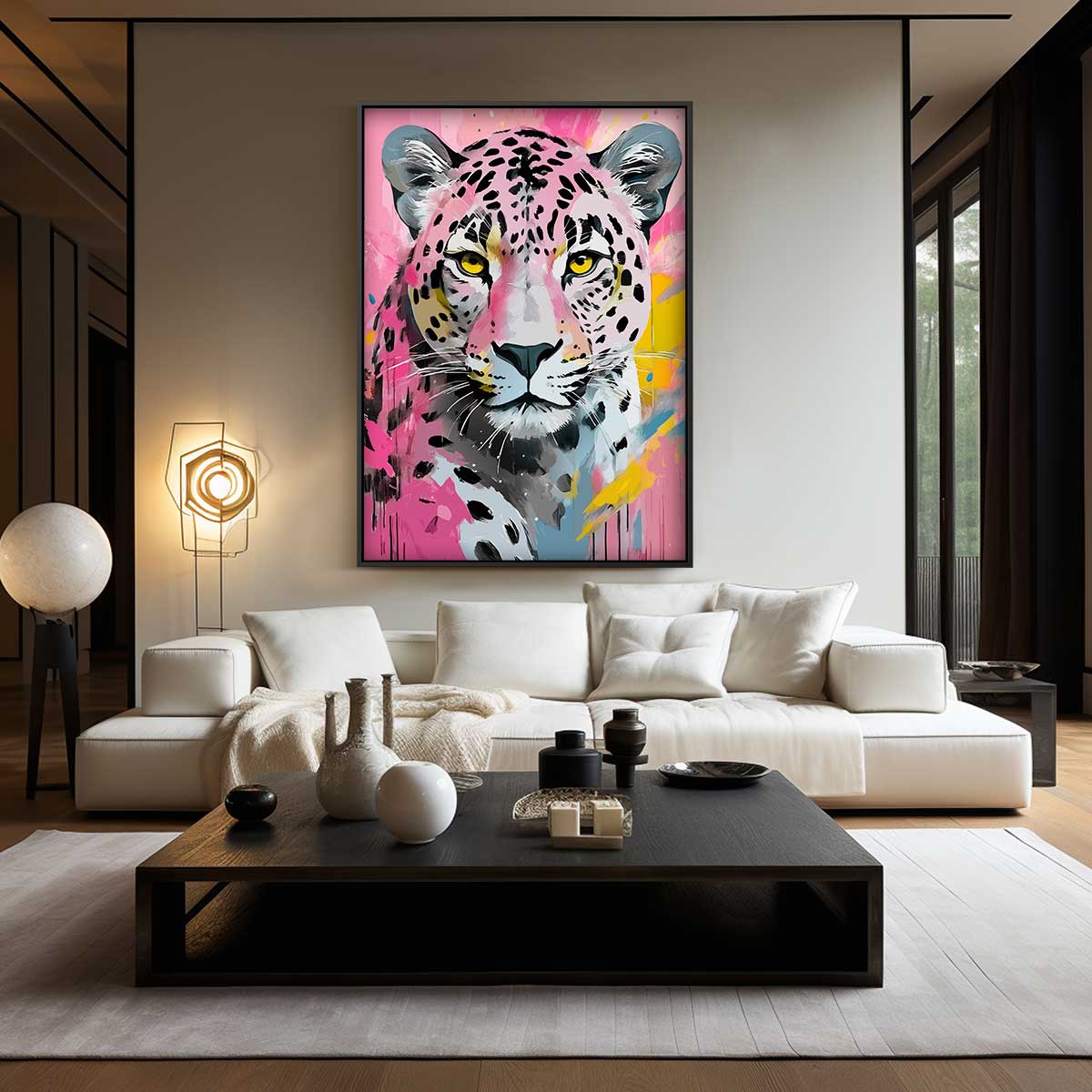 Kleurenexplosie Luipaard Kunstwerk-canvas-dibond-plexiglas-wanddecoratie-WallArtistic