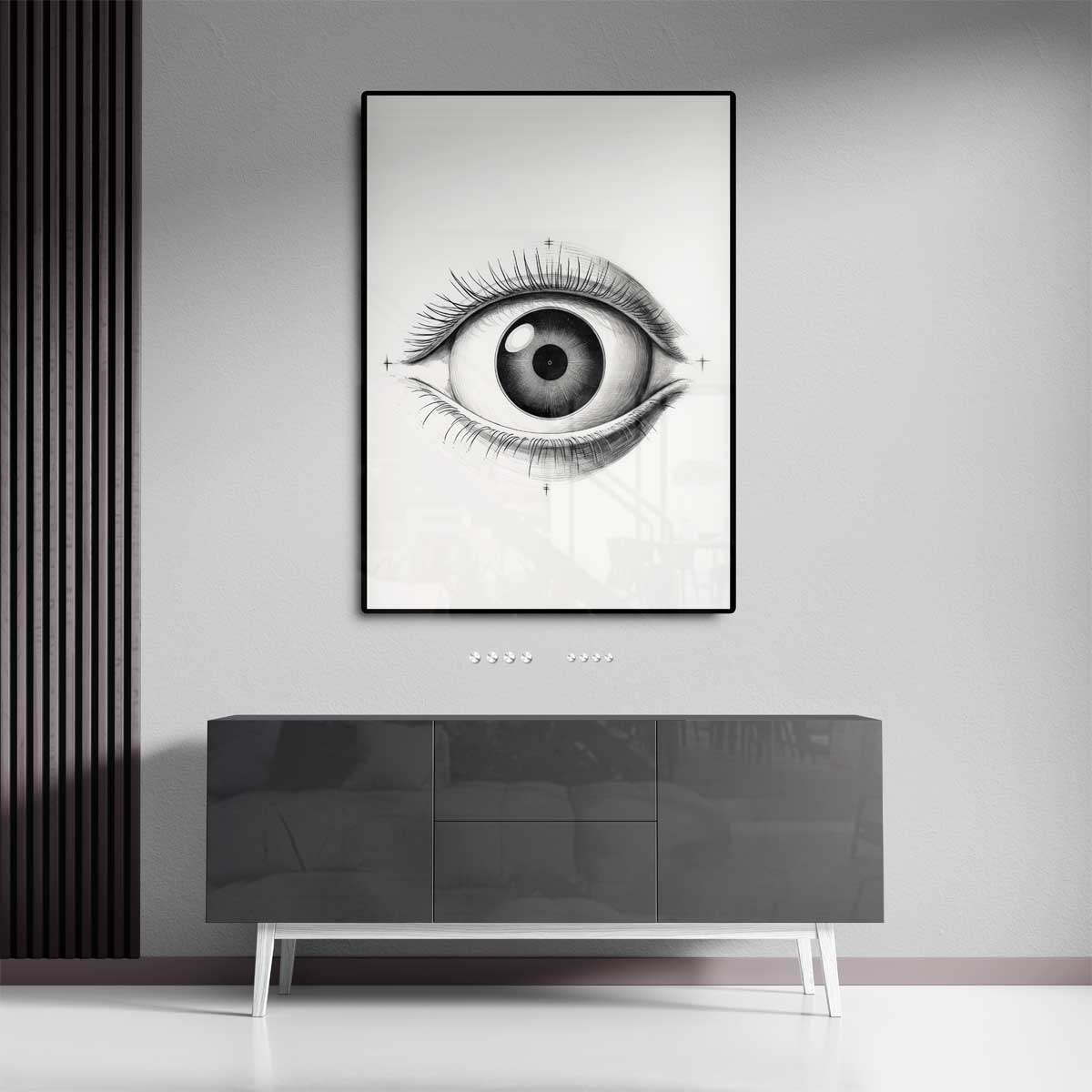 Intrigerend Potloodtekening Oog Kunstwerk-canvas-dibond-plexiglas-wanddecoratie-WallArtistic