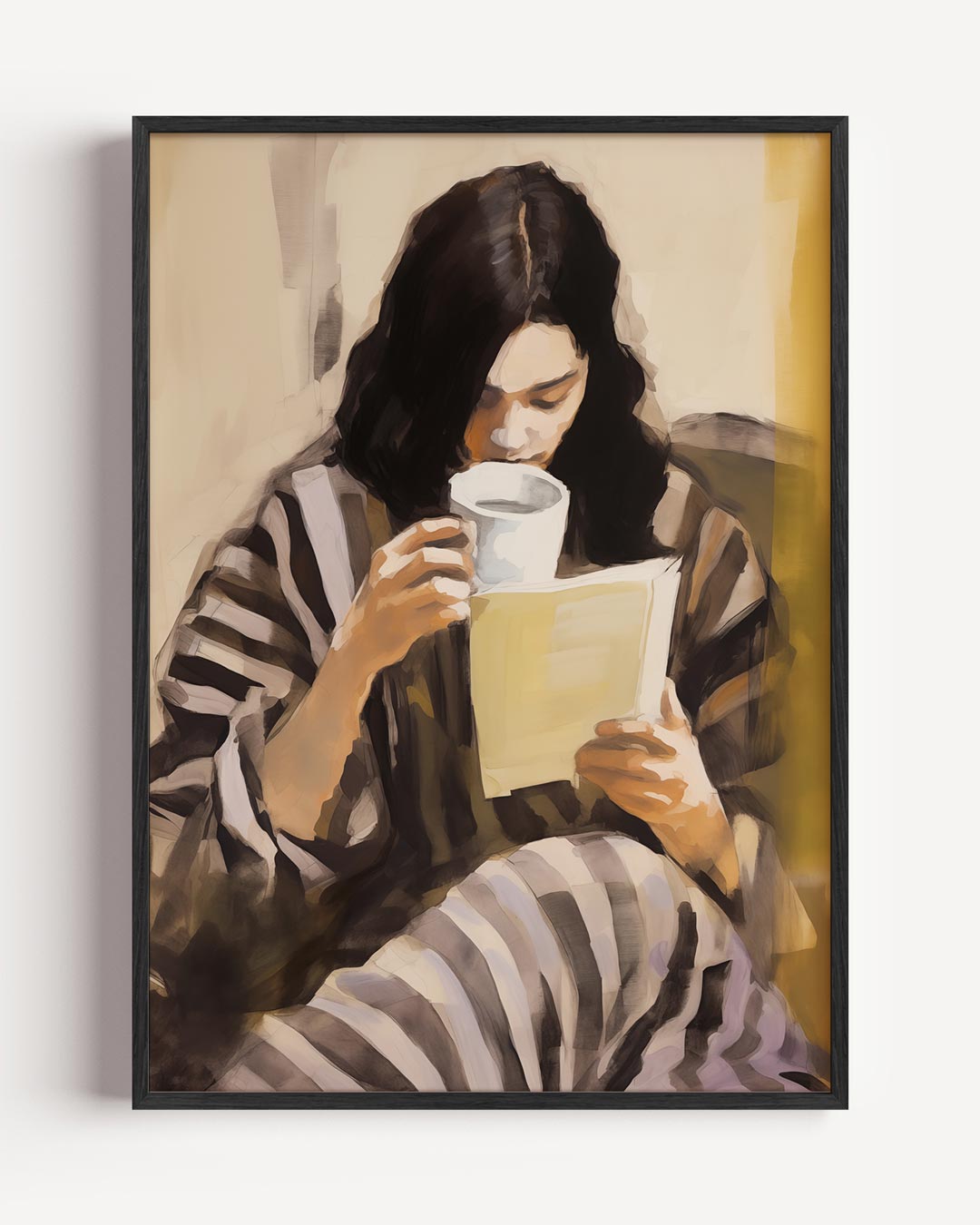 Rustmoment met Koffie en Boek Poster-WallArtistic