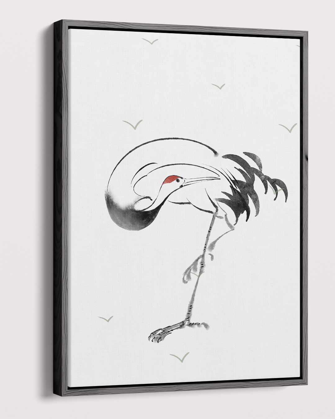 Gracieuse Kraanvogel Schilderij in Inkt Kunstwerk-canvas-dibond-plexiglas-wanddecoratie-WallArtistic