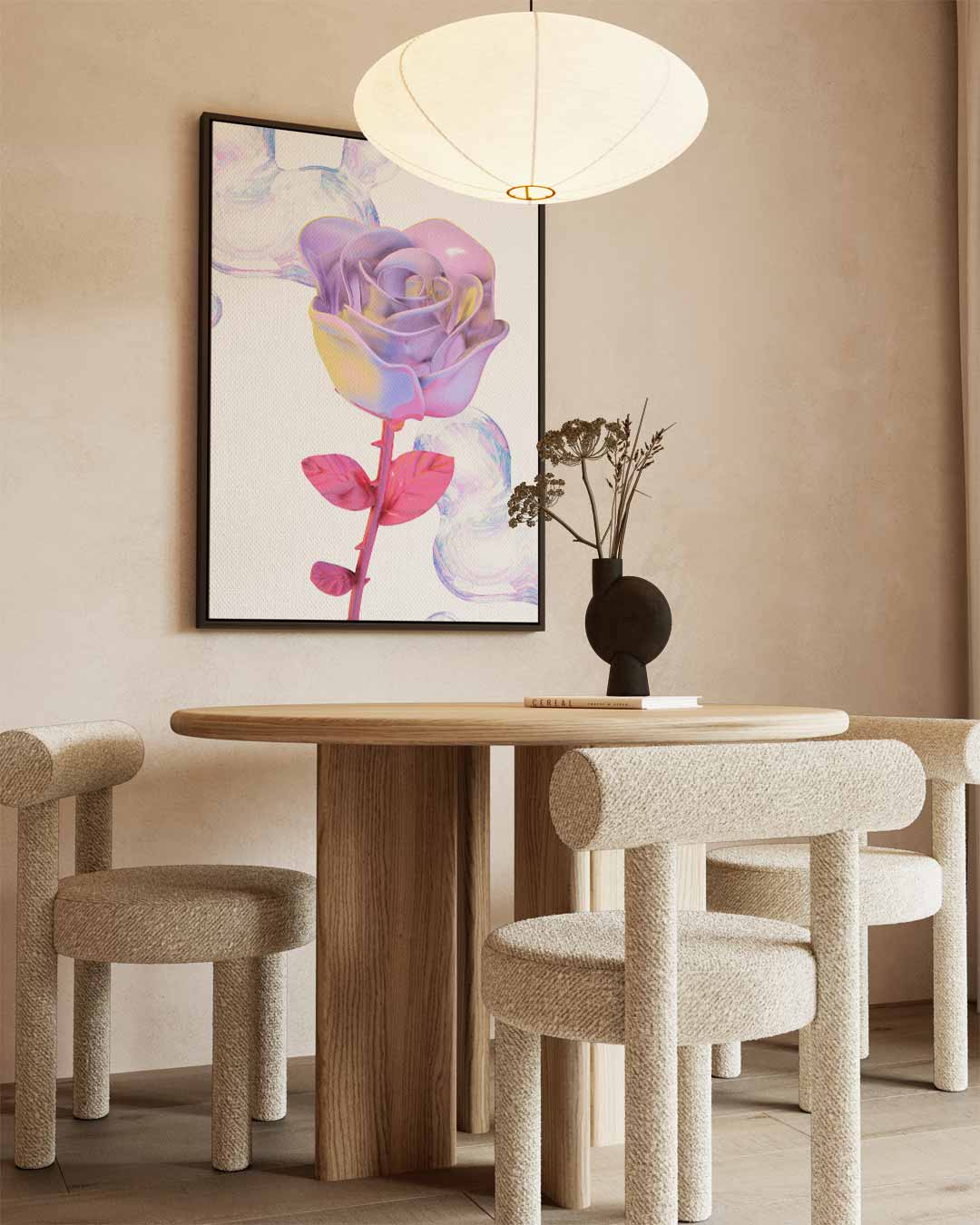 Magische Roos Sculptuur Kunstwerk-canvas-dibond-plexiglas-wanddecoratie-WallArtistic