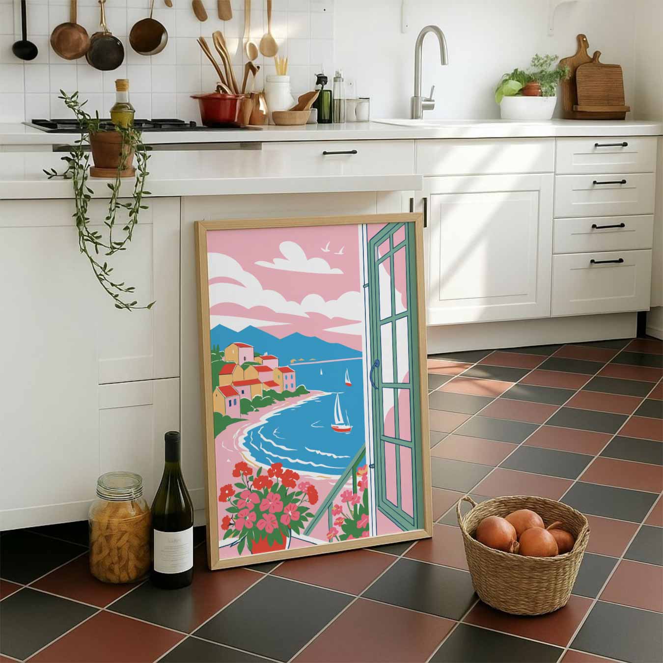 Zonnige Mediterrane Uitzicht Poster
