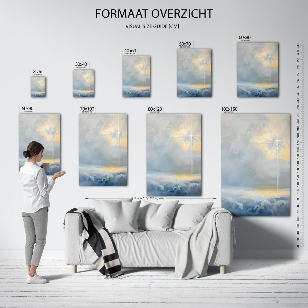 Stralen in wolken Poster