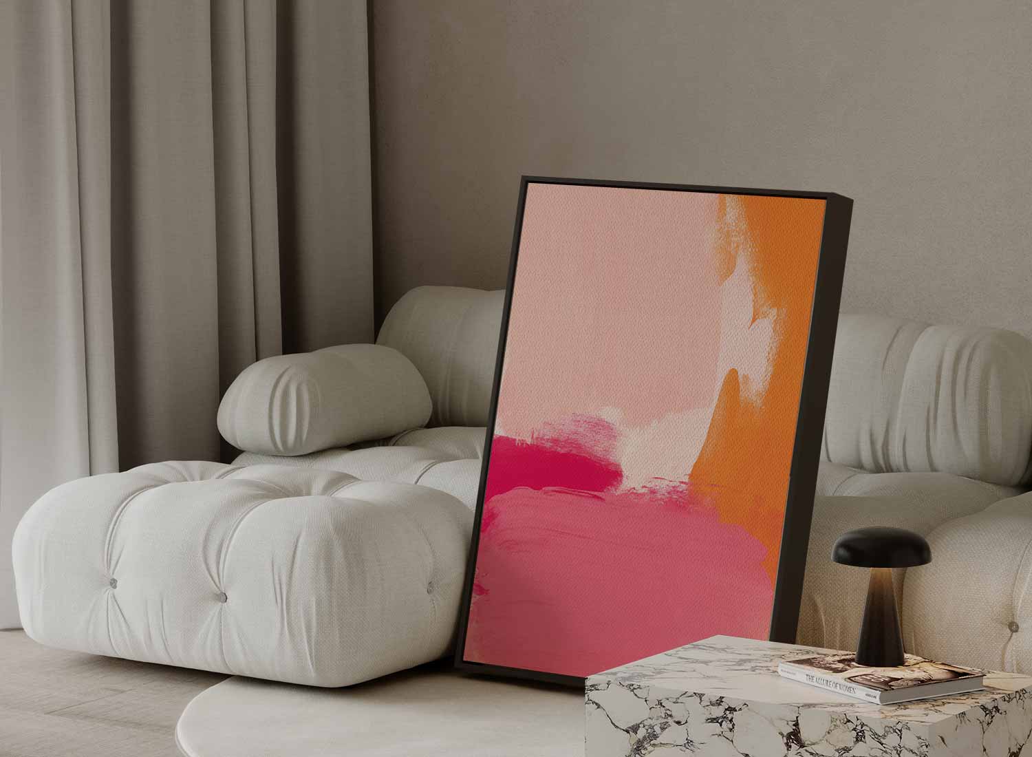 Kleurenexplosie in Zacht Oranje en Roze Kunstwerk-canvas-dibond-plexiglas-wanddecoratie-WallArtistic