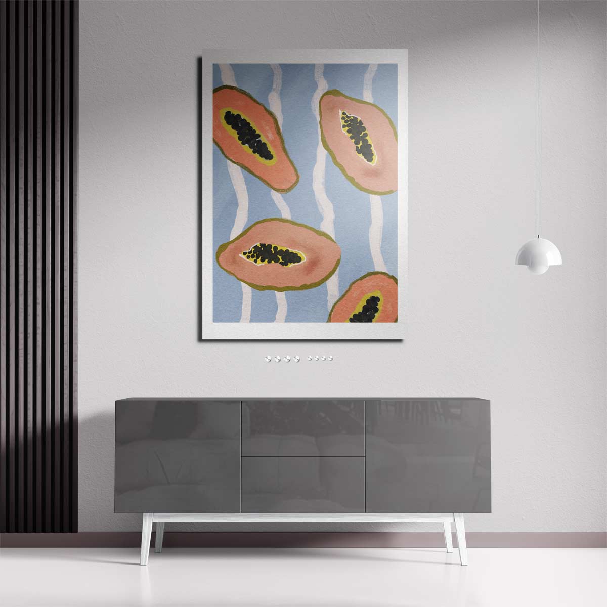 Tropische Papaya Vibes Kunstwerk-canvas-dibond-plexiglas-wanddecoratie-WallArtistic