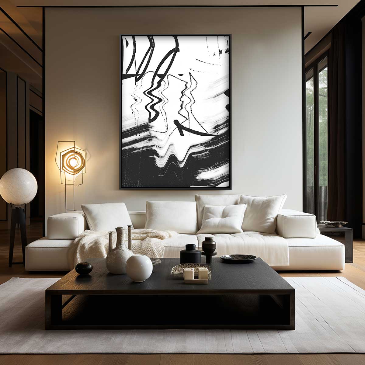 Modern Abstracte Zwart-Wit Print Kunstwerk-canvas-dibond-plexiglas-wanddecoratie-WallArtistic
