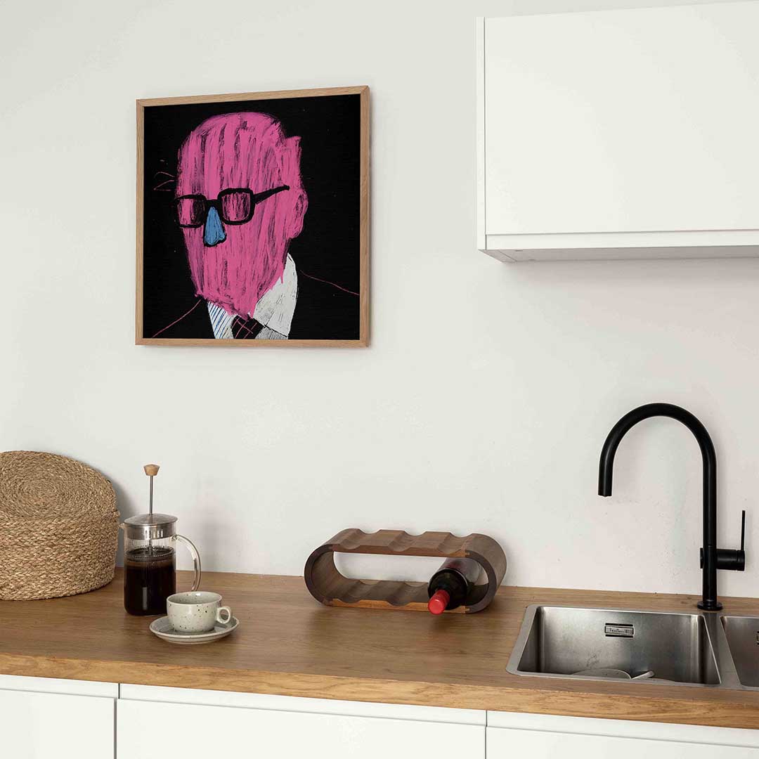 Roze gezicht met bril Poster