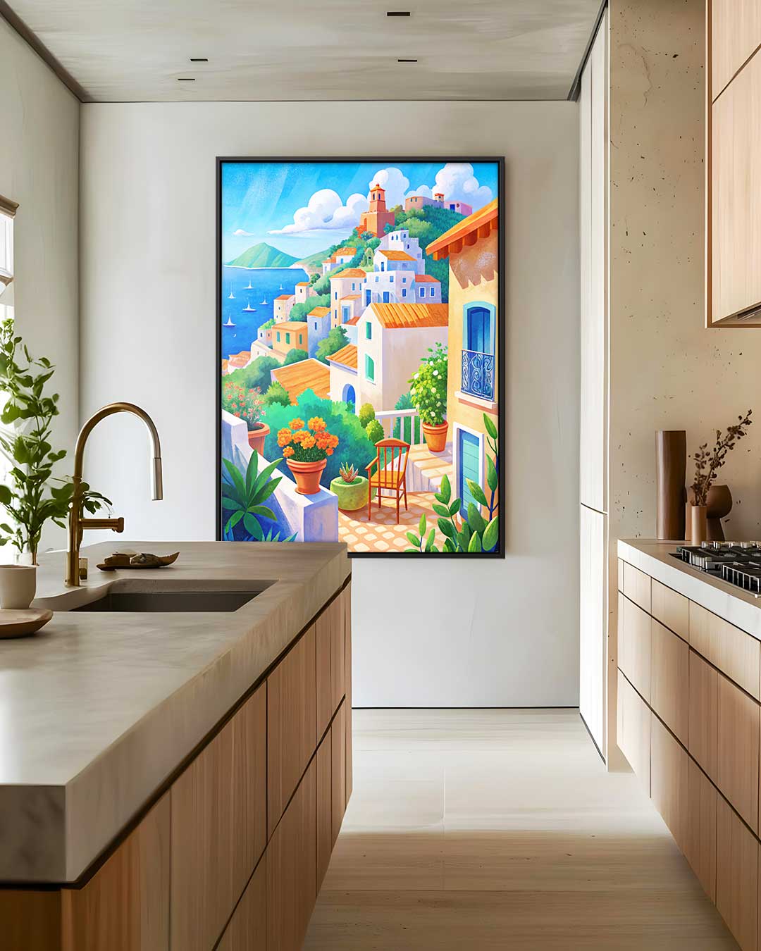 Zonnige Mediterrane Terras Kunstwerk-canvas-dibond-plexiglas-wanddecoratie-WallArtistic