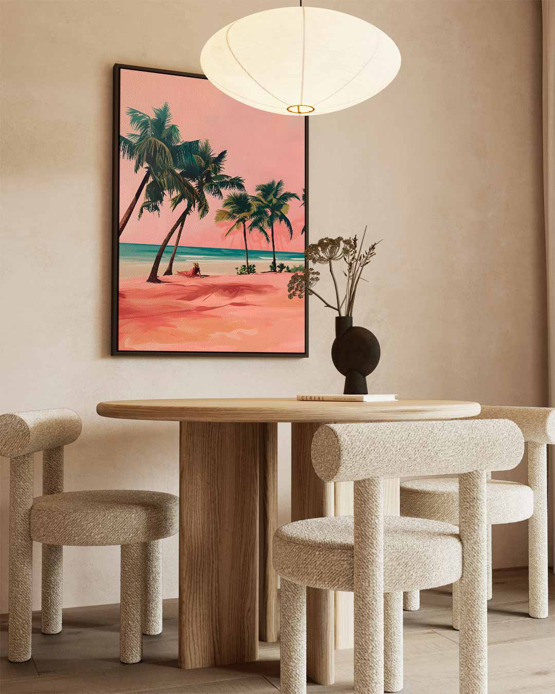 Palmstrand Zonsondergang Kunstwerk-canvas-dibond-plexiglas-wanddecoratie-WallArtistic