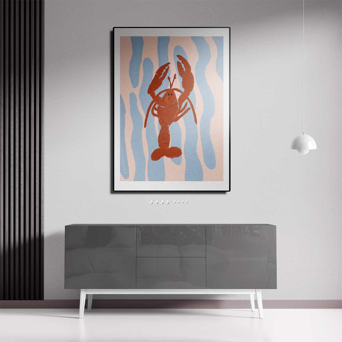 Dansende Kreeft op Zonnige Dag Kunstwerk-canvas-dibond-plexiglas-wanddecoratie-WallArtistic