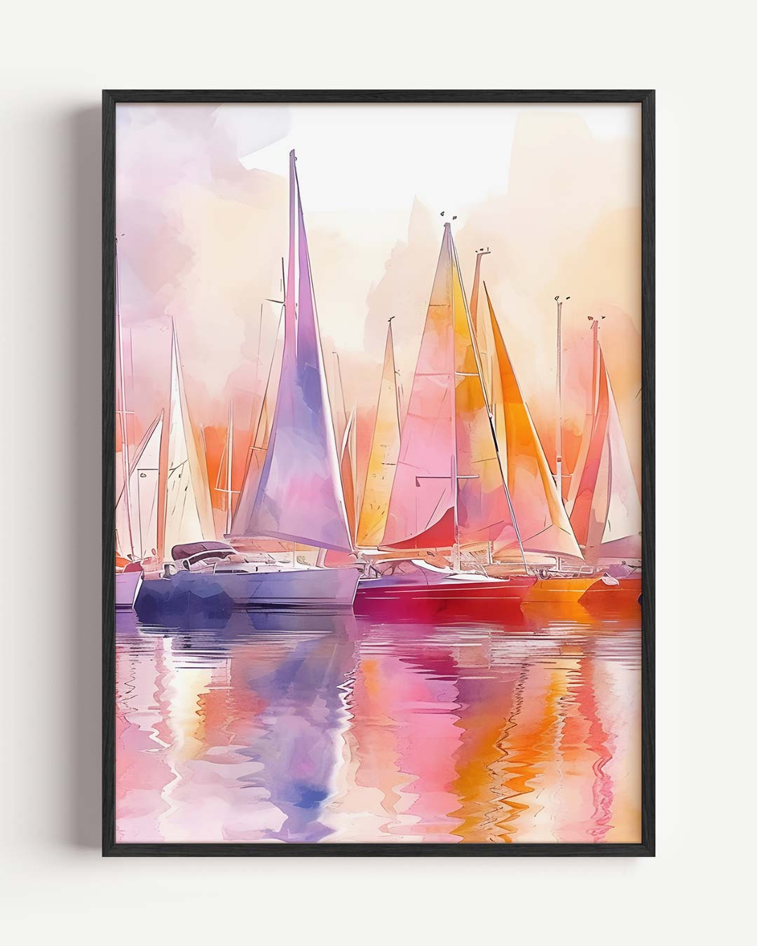 Kleurrijke Zeilboten in Waterverf Poster-WallArtistic