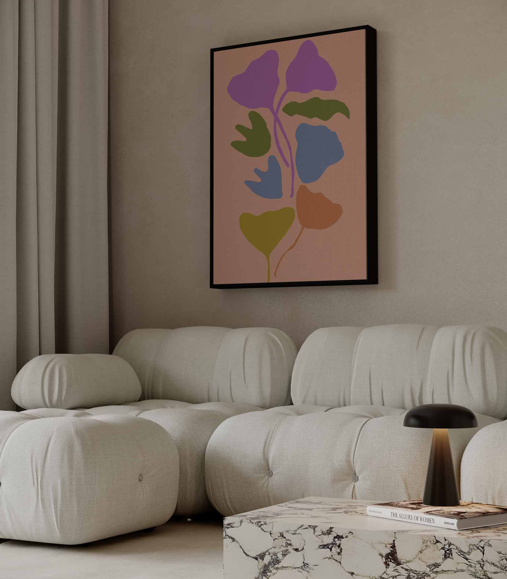Kleurrijke Bloempatronen Kunstwerk-canvas-dibond-plexiglas-wanddecoratie-WallArtistic