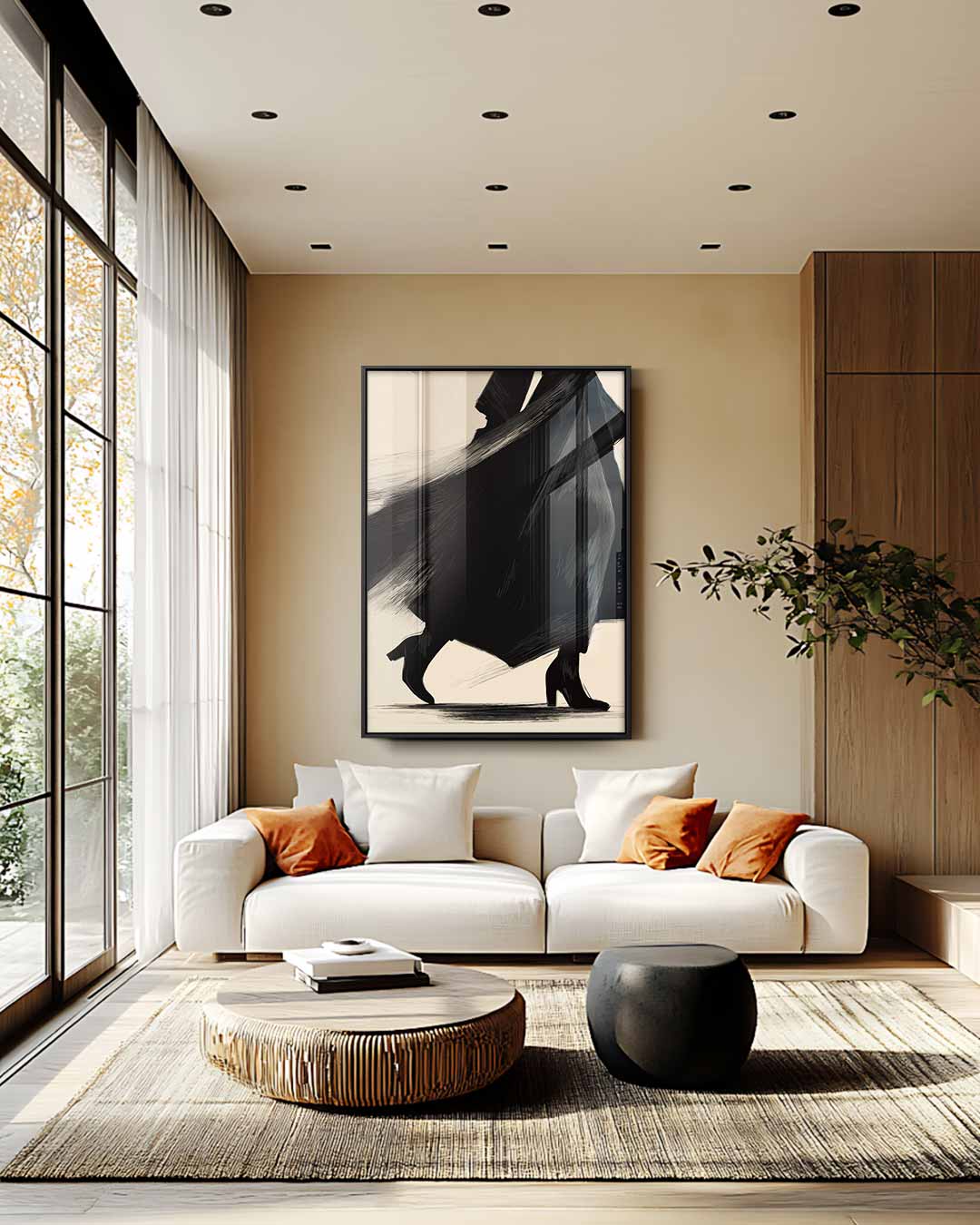 Elegante Schaduw in Beweging Kunstwerk-canvas-dibond-plexiglas-wanddecoratie-WallArtistic