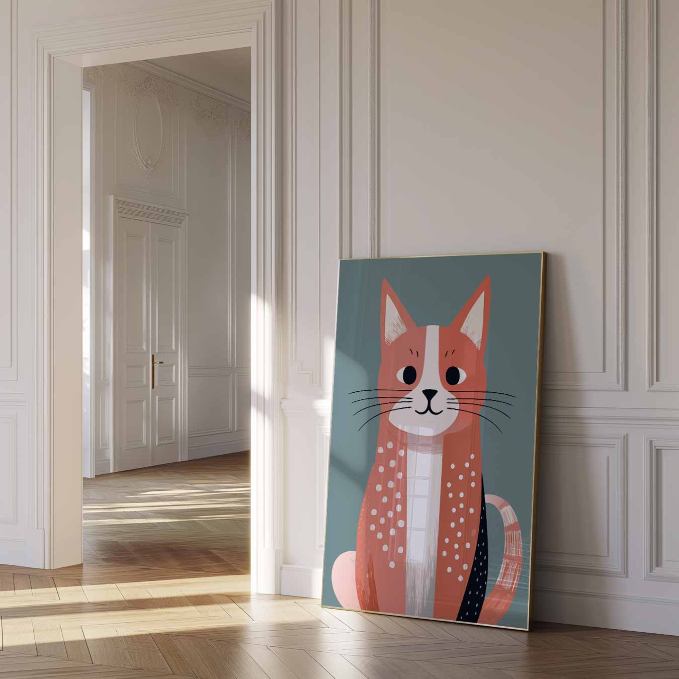 Schattige Kat Illustratie Poster-WallArtistic