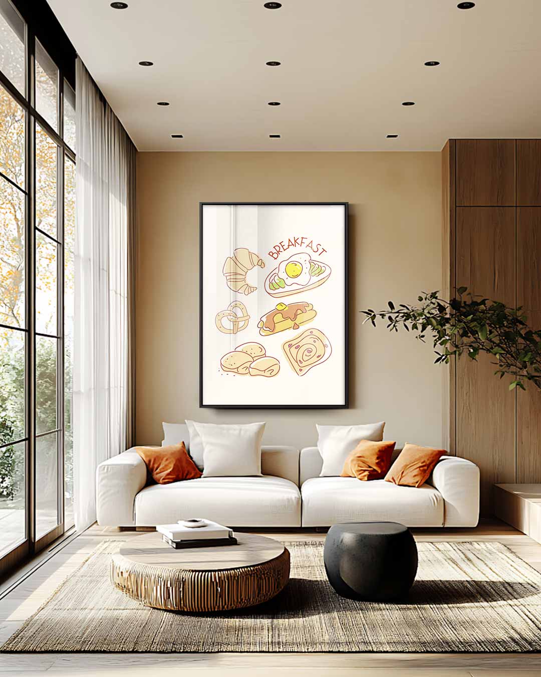 Ontbijt Illustratie Kunstwerk-canvas-dibond-plexiglas-wanddecoratie-WallArtistic