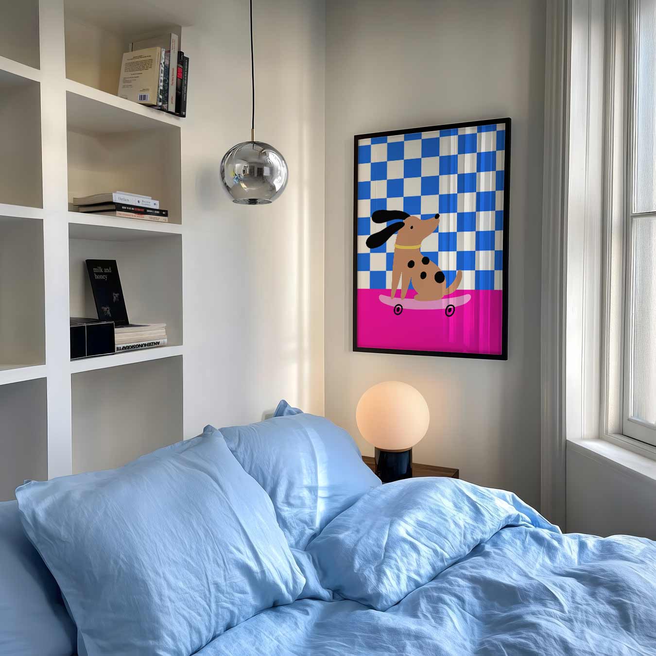Vrolijke Hond op Skateboard Poster