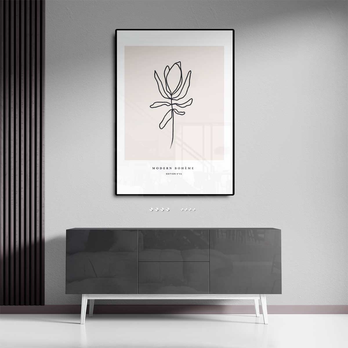 Moderne Boho Bloem Illustratie Kunstwerk-canvas-dibond-plexiglas-wanddecoratie-WallArtistic