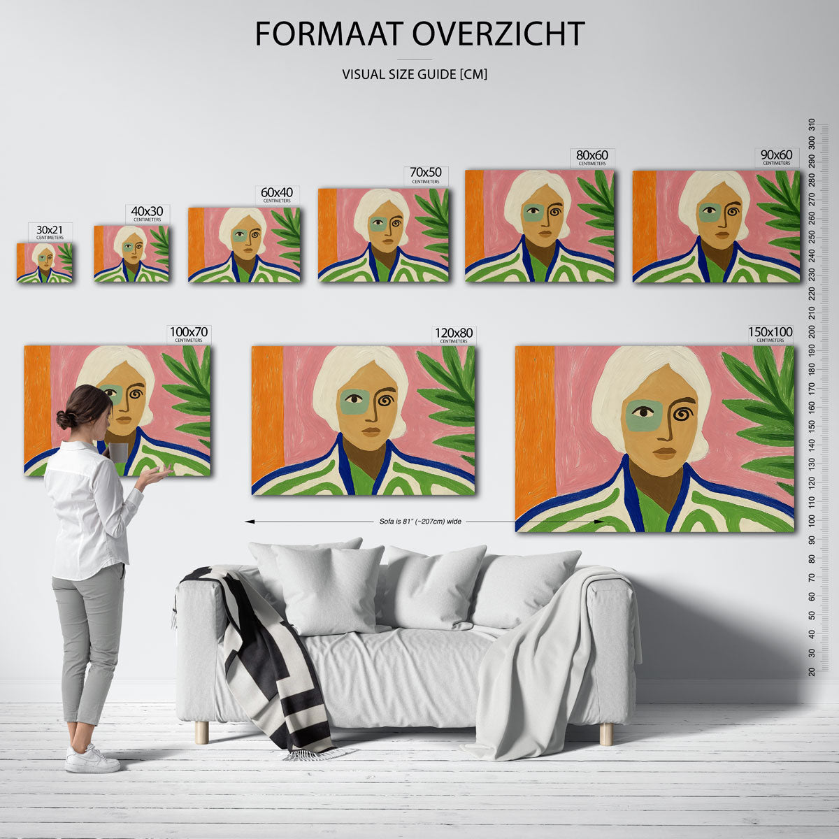 Portret met groene accenten Poster