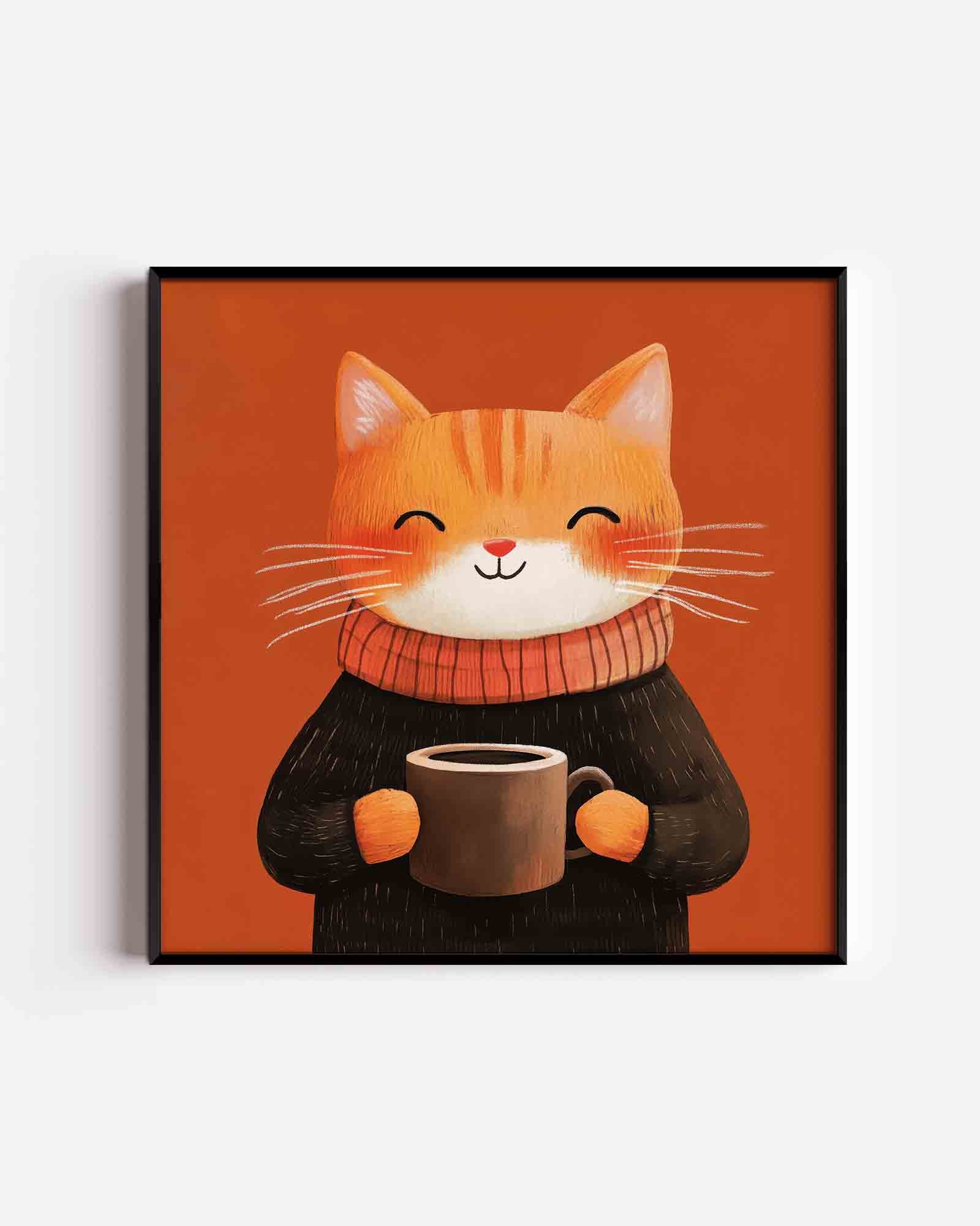 Kat met mok Poster