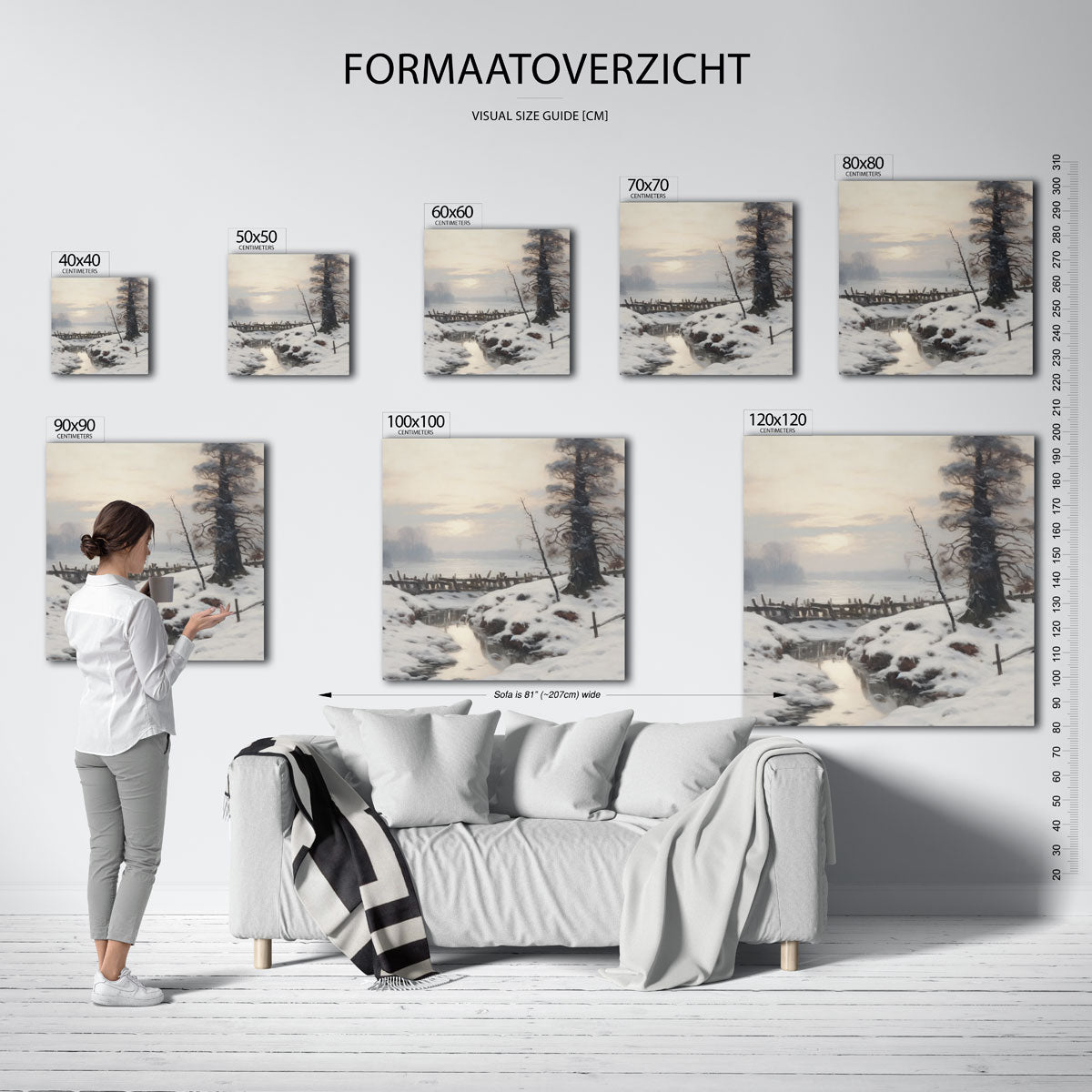 Winterlandschap met boom Poster