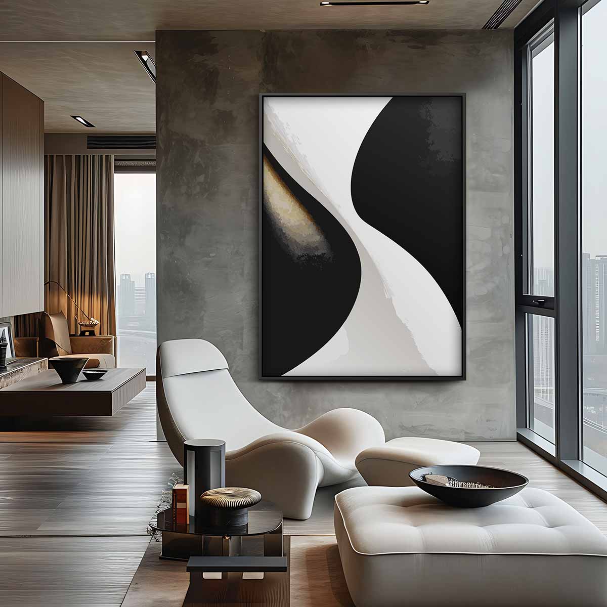 Stijlvolle Abstracte Vormen Kunstwerk-canvas-dibond-plexiglas-wanddecoratie-WallArtistic