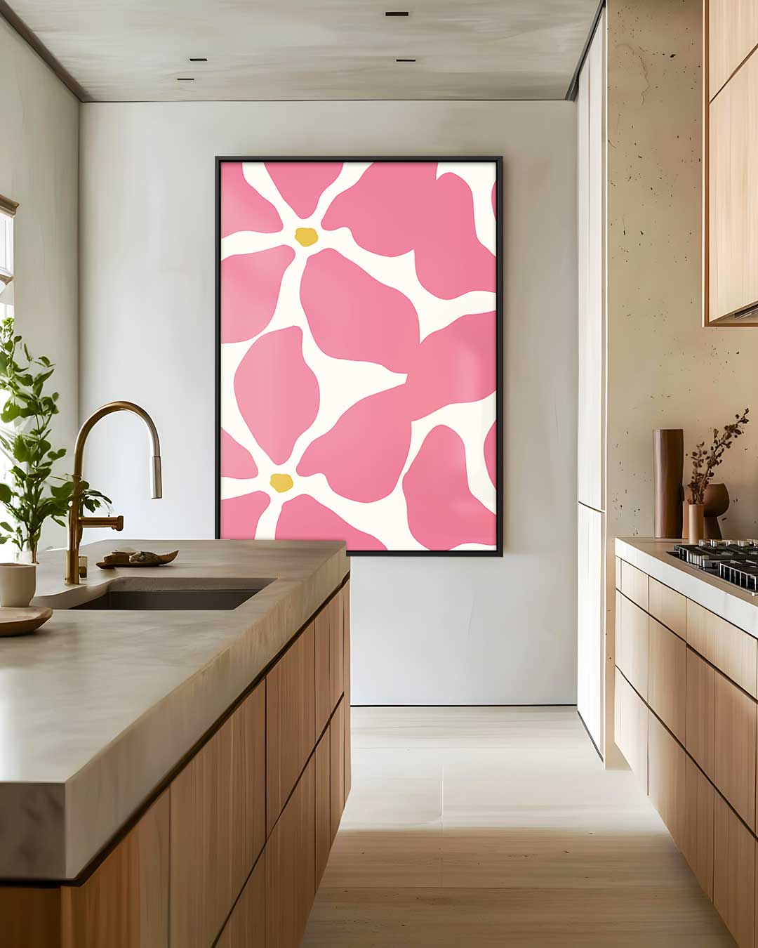 Bloemrijke Roze Reflecties Kunstwerk-canvas-dibond-plexiglas-wanddecoratie-WallArtistic