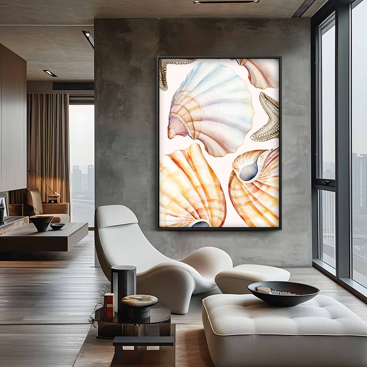 Zeeleven in Aquarel Kunstwerk-canvas-dibond-plexiglas-wanddecoratie-WallArtistic