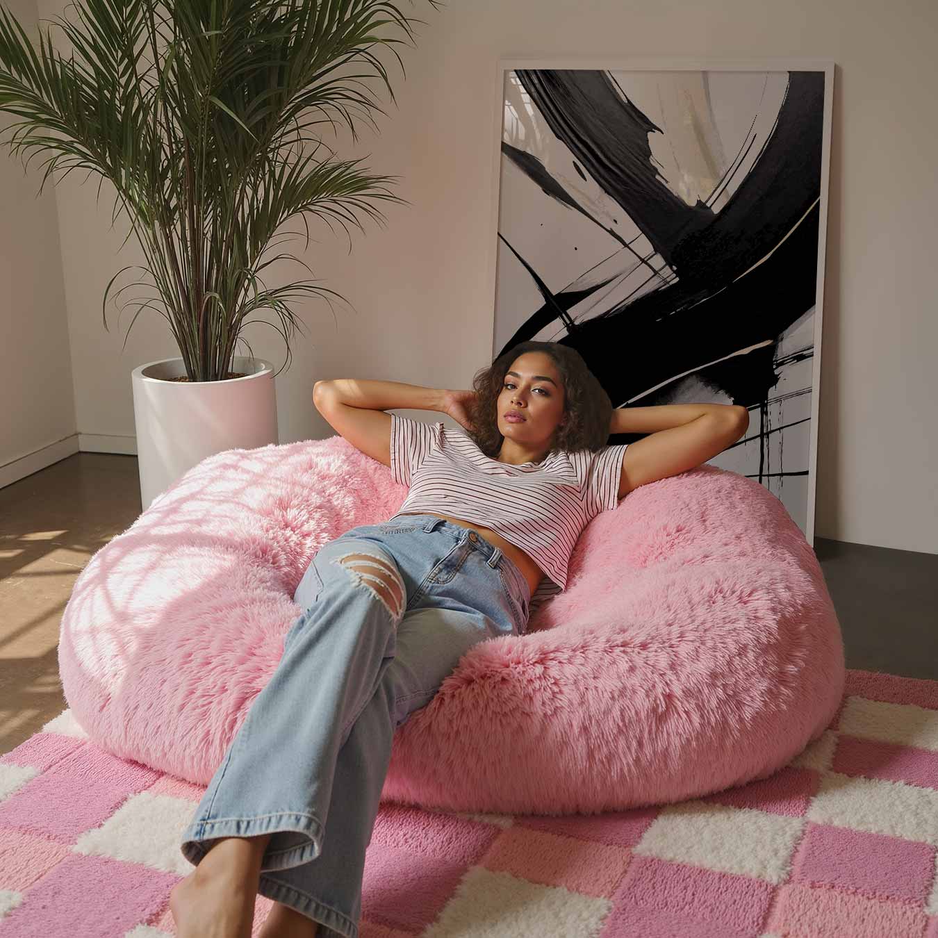 Zwarte en Witte Abstracte Kunstposter-WallArtistic