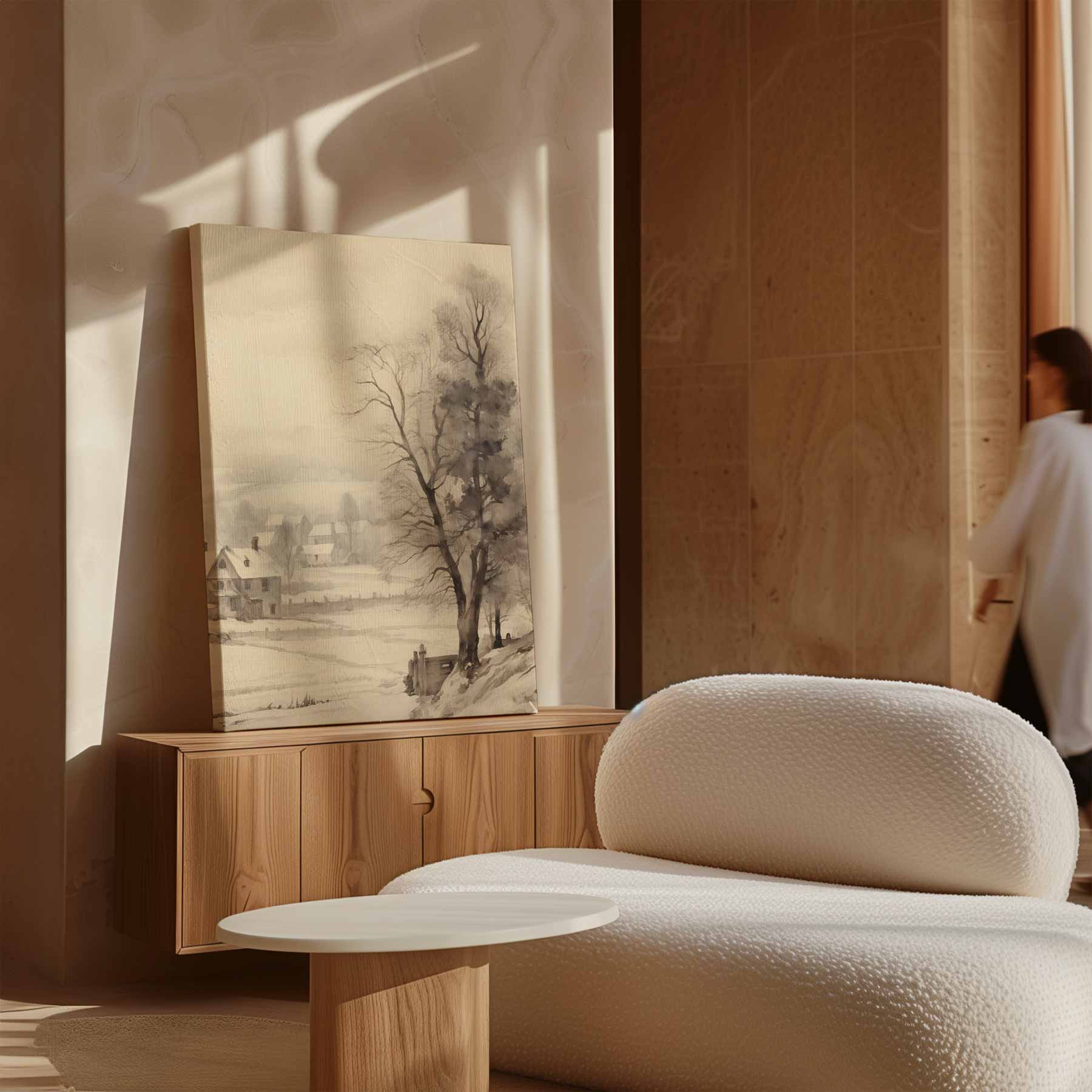 Winterse Rustieke Idylle Kunstwerk-canvas-dibond-plexiglas-wanddecoratie-WallArtistic