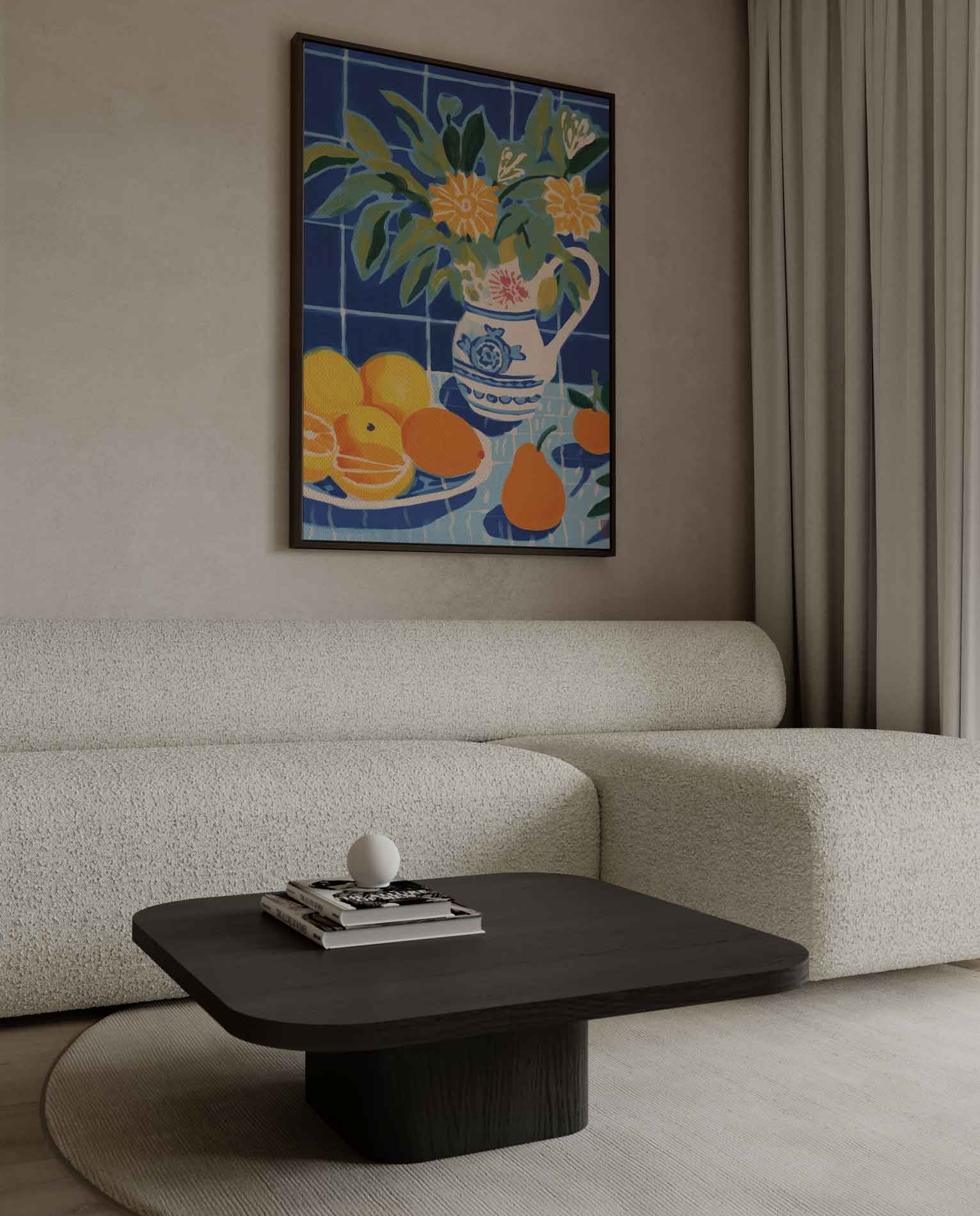 Zomerfruit in Blauwe Keuken Kunstwerk-canvas-dibond-plexiglas-wanddecoratie-WallArtistic