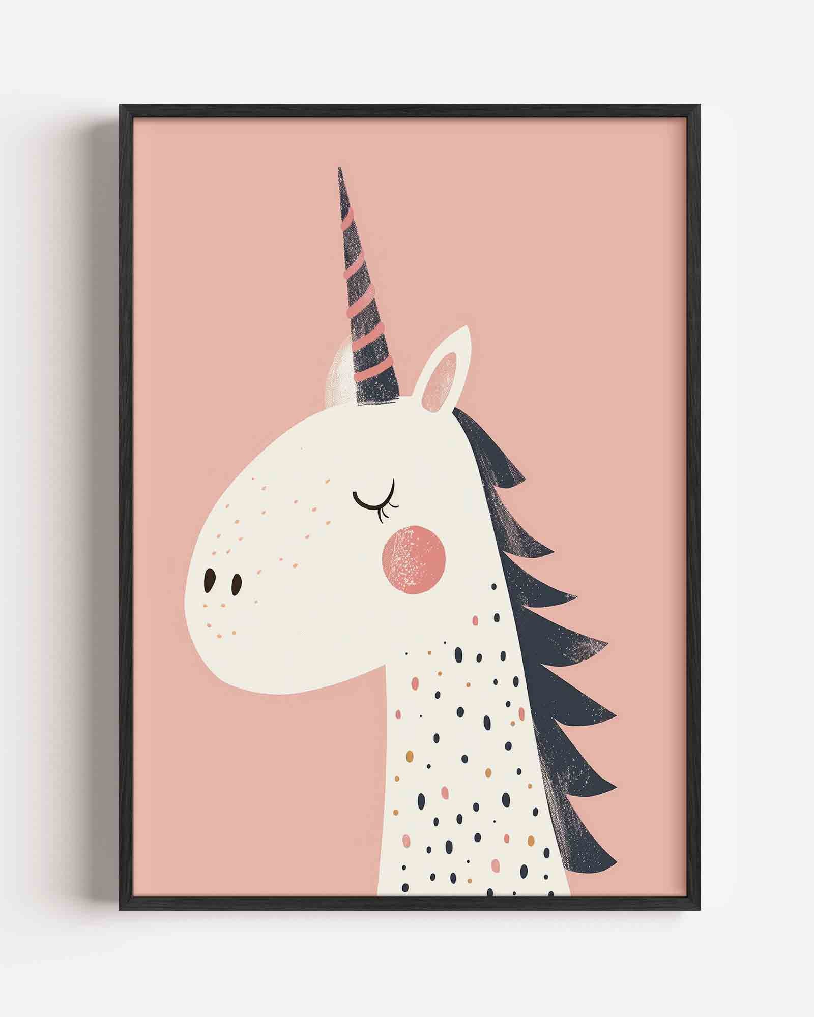 Eenhoorn met roze achtergrond Poster