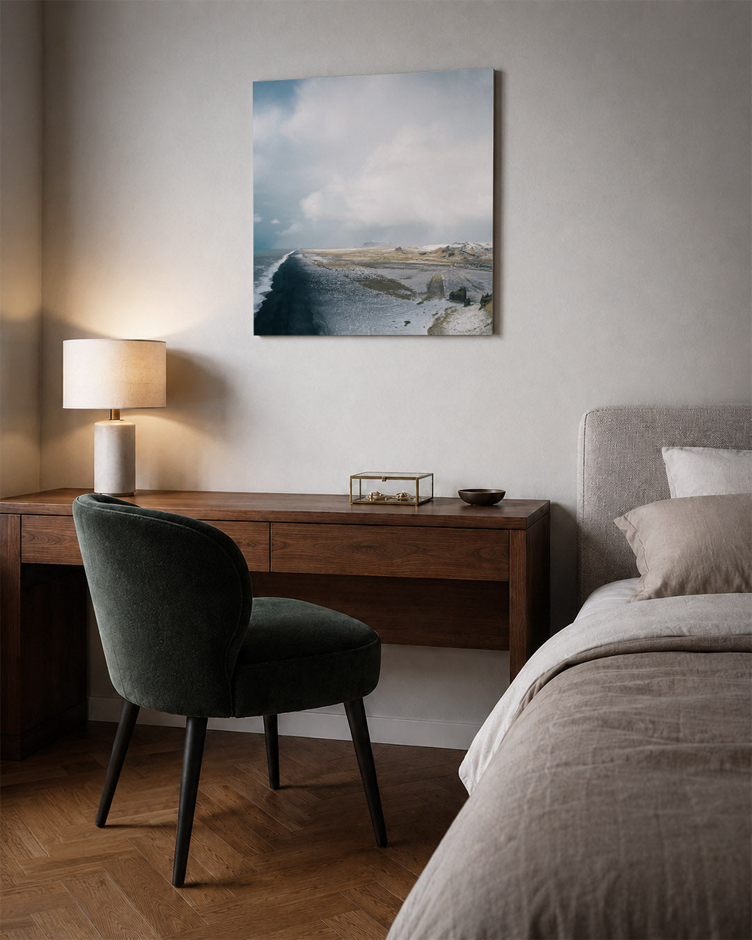 Kustlandschap met wolken Kunstwerk
