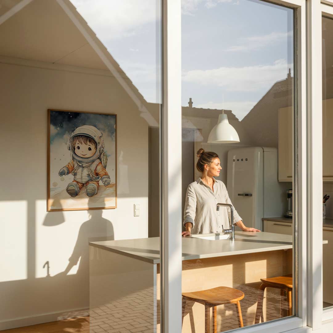 Schattige Ruimtevaarder Kinderposter-WallArtistic