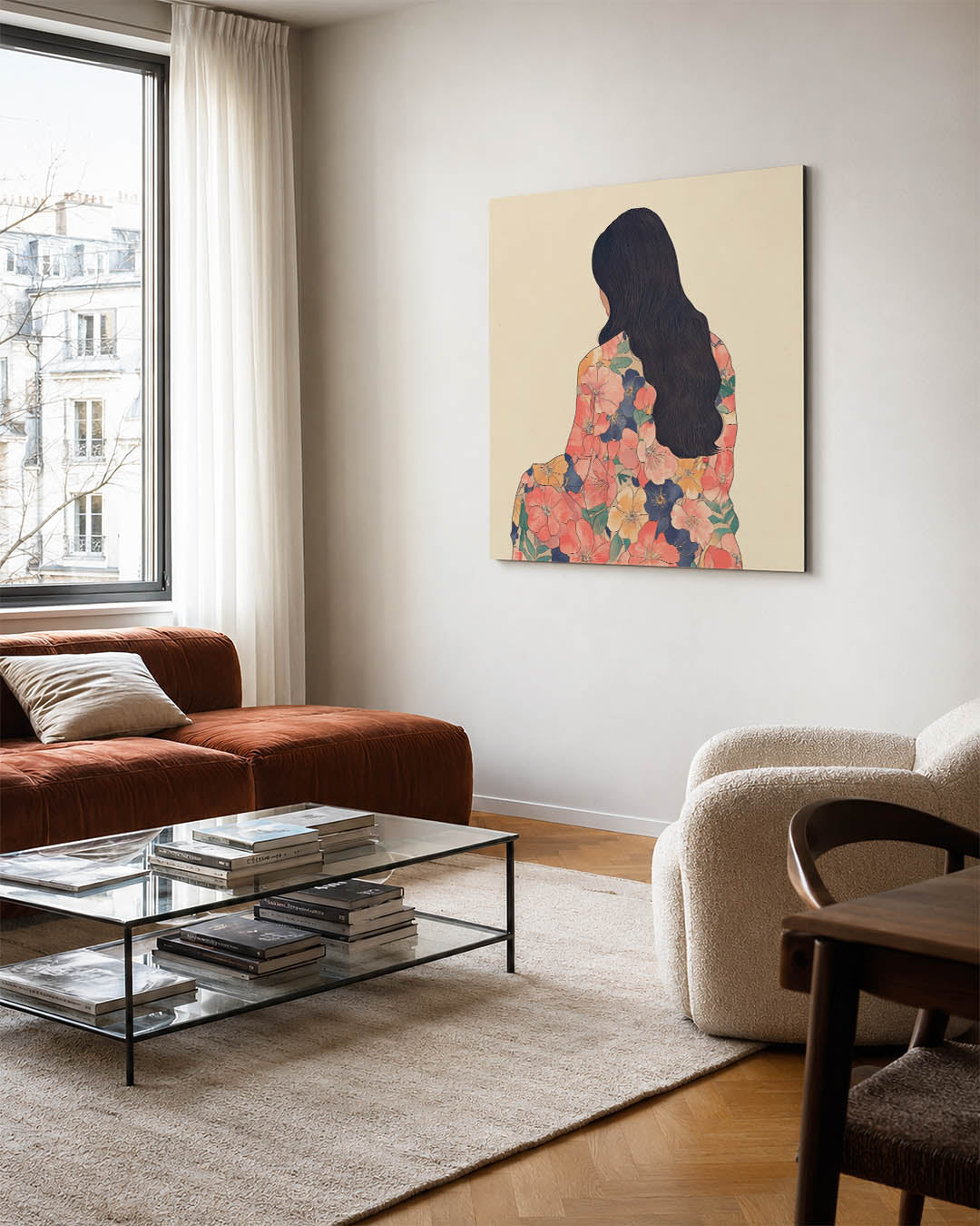 Bloemenmantel vrouw Kunstwerk