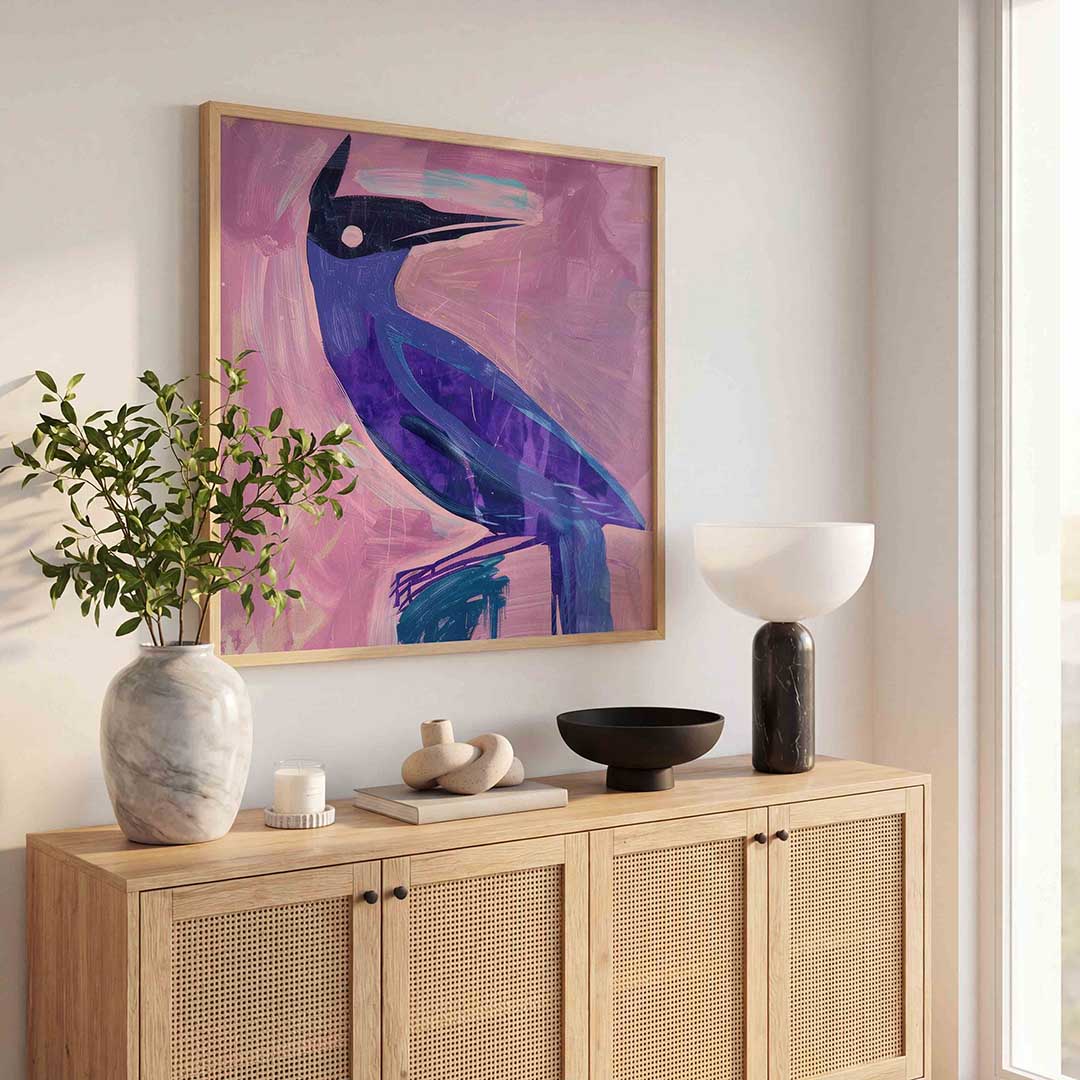 Vogel in paarse tinten Poster