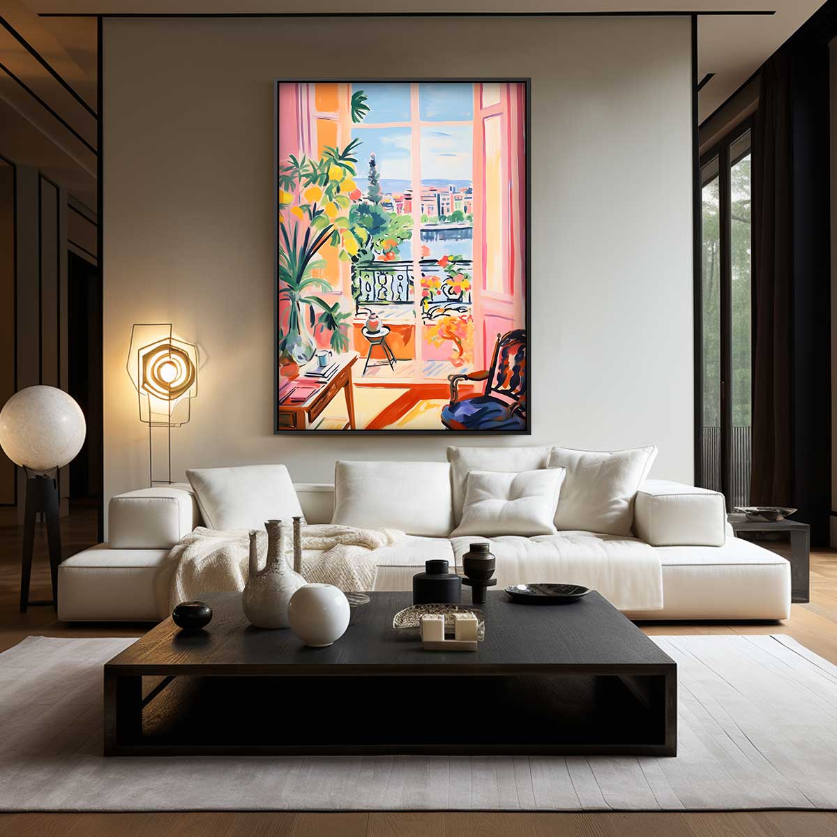 Zonnige Terras Uitzicht Kunstwerk-canvas-dibond-plexiglas-wanddecoratie-WallArtistic