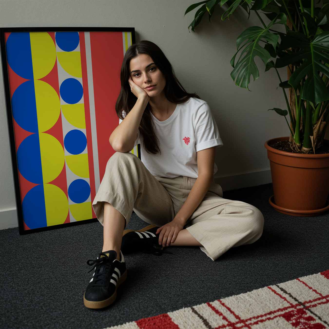 Kleurrijke Geometrische Cirkel- en Strepenposter-WallArtistic