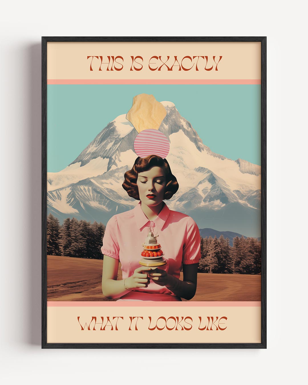 Dromerige Retro Berglandschap Poster-WallArtistic