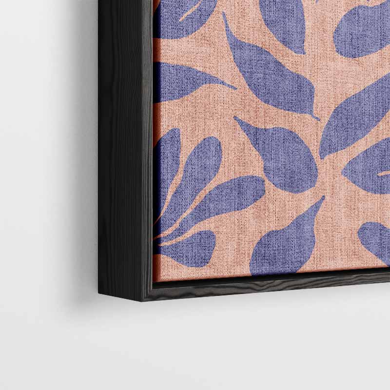 Bladeren in Paars op Perzik Kunstwerk-canvas-dibond-plexiglas-wanddecoratie-WallArtistic