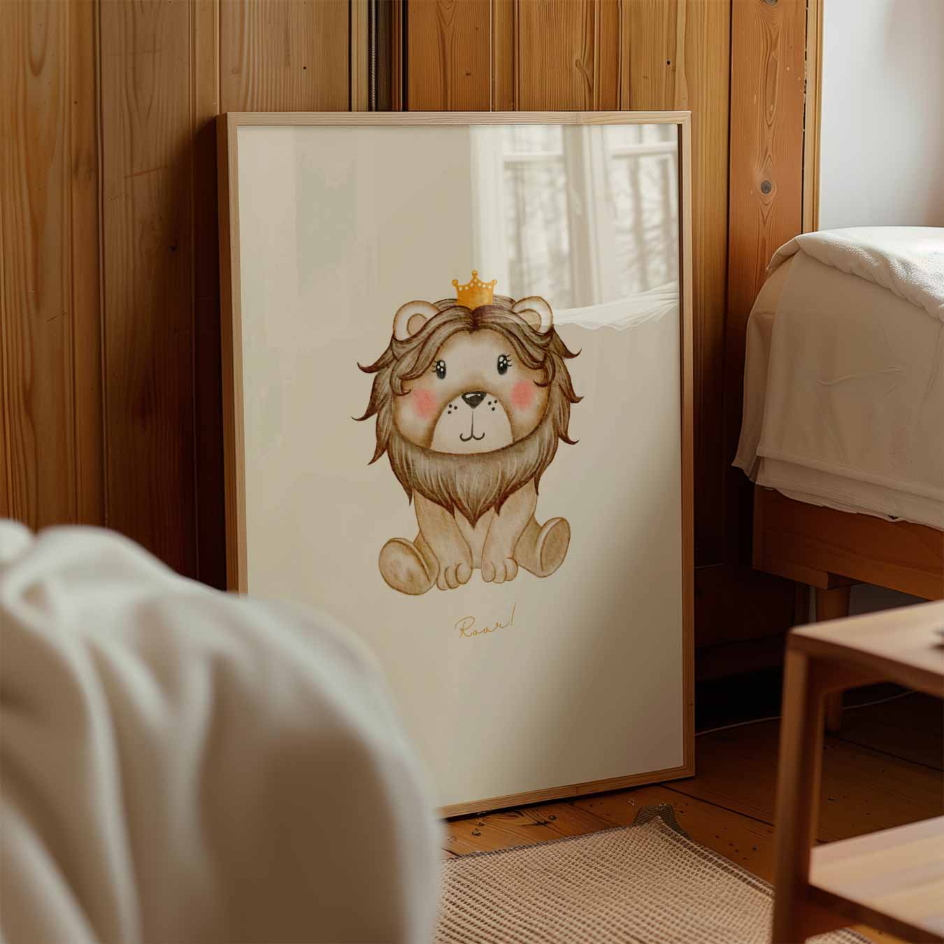 Schattige Leeuwenposter met Kroontje Poster-WallArtistic