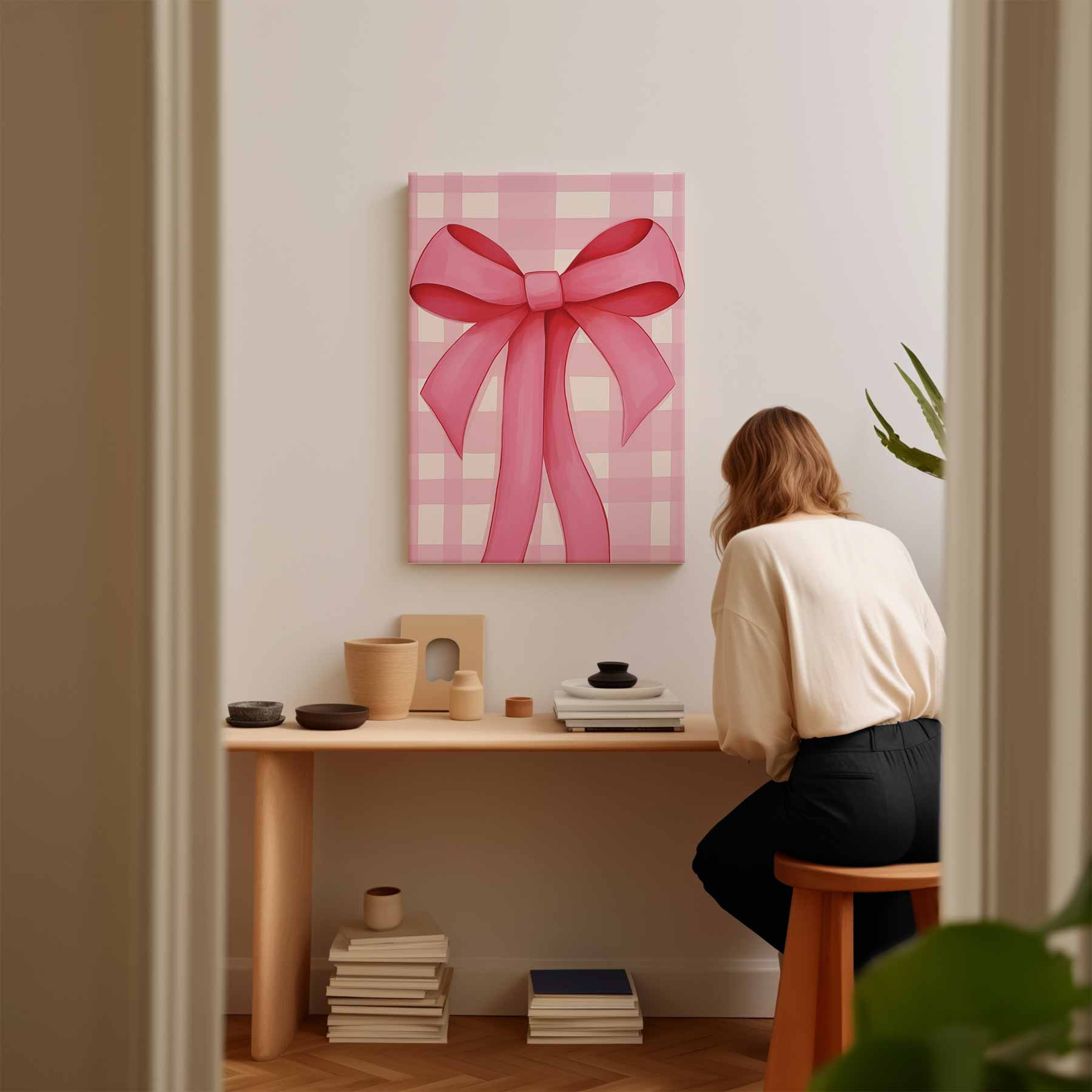 Roze Strik Kunstwerk-canvas-dibond-plexiglas-wanddecoratie-WallArtistic