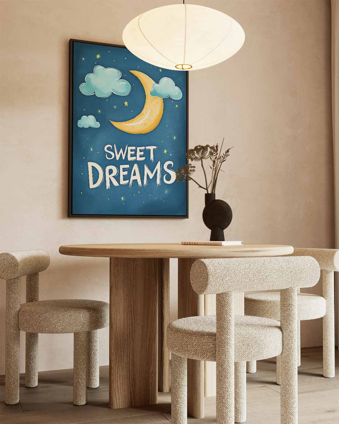 Dromerige Maan en Wolken Kunstwerk-canvas-dibond-plexiglas-wanddecoratie-WallArtistic