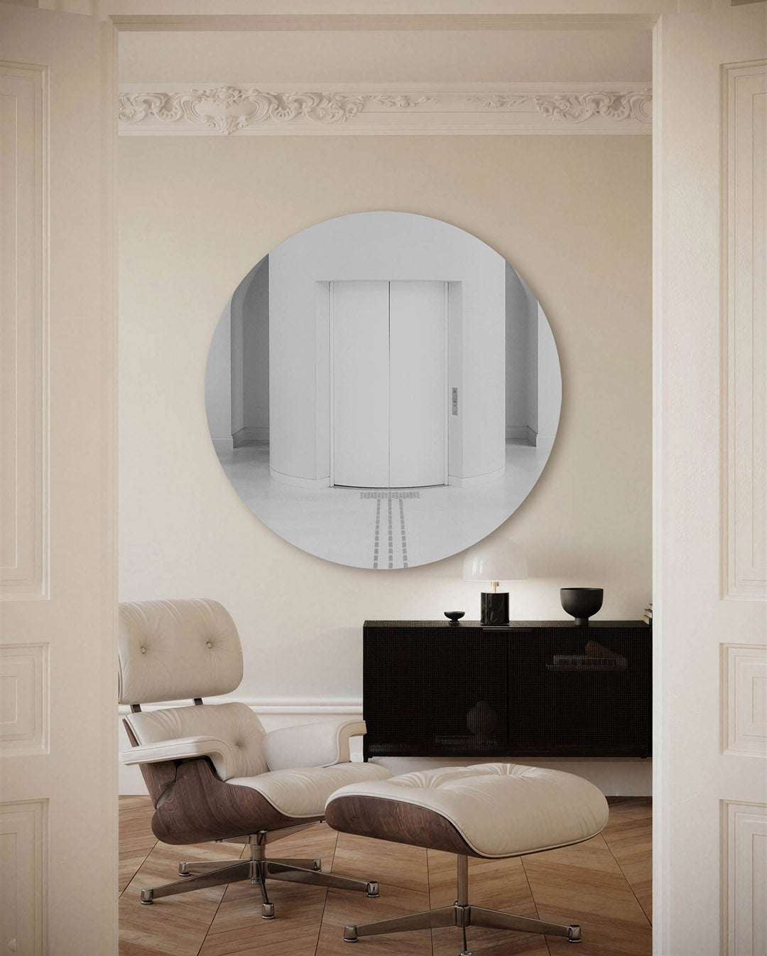 Minimalistische liftdeuren Muurcirkel