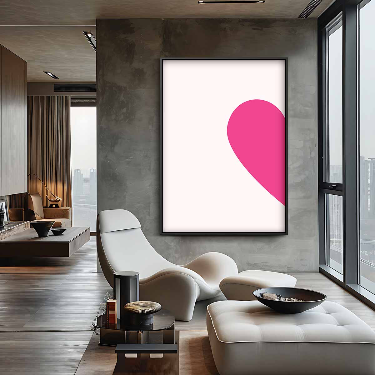 Roze Hart Abstract Kunstwerk-canvas-dibond-plexiglas-wanddecoratie-WallArtistic