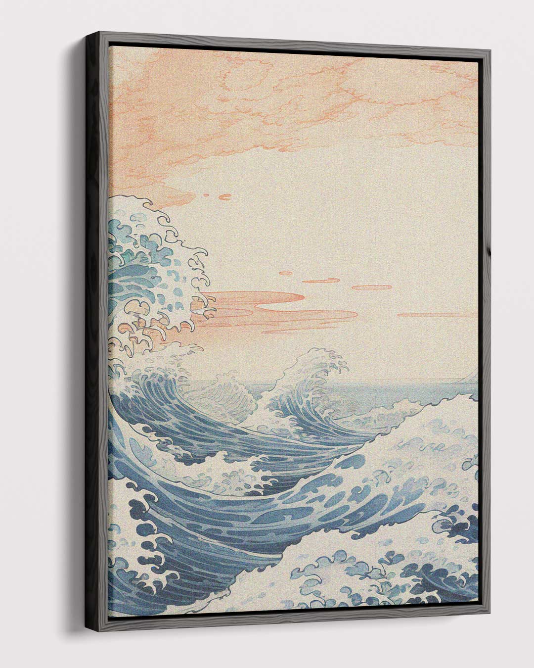 Dynamische Zeegolven Onder een Perzikkleurige Hemel Kunstwerk-canvas-dibond-plexiglas-wanddecoratie-WallArtistic
