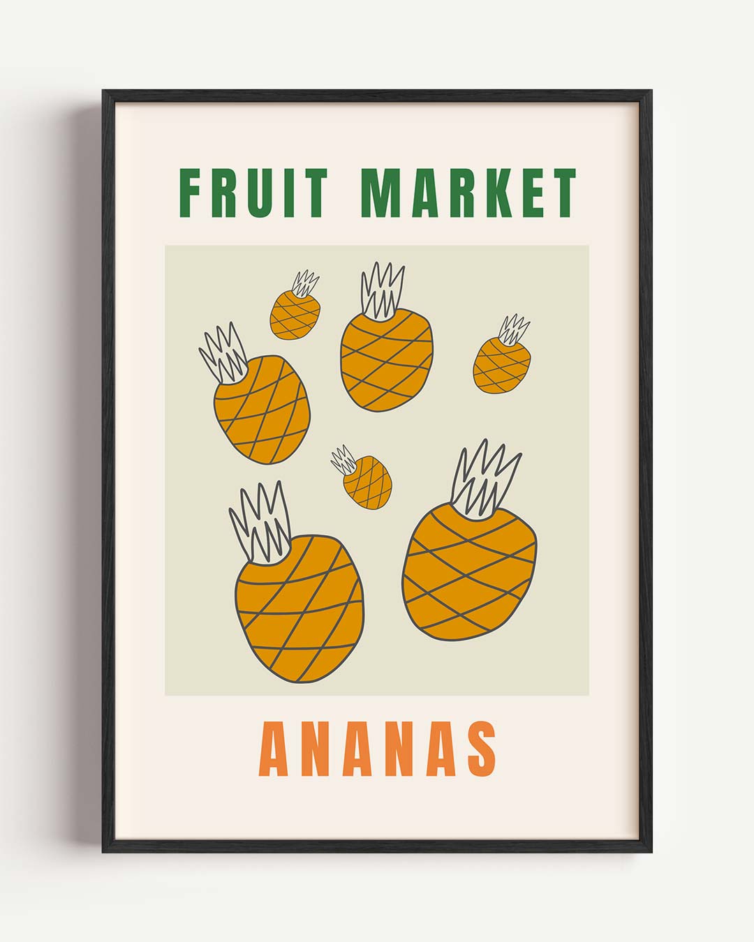Vrolijke Fruitmarkt Ananas Poster-WallArtistic