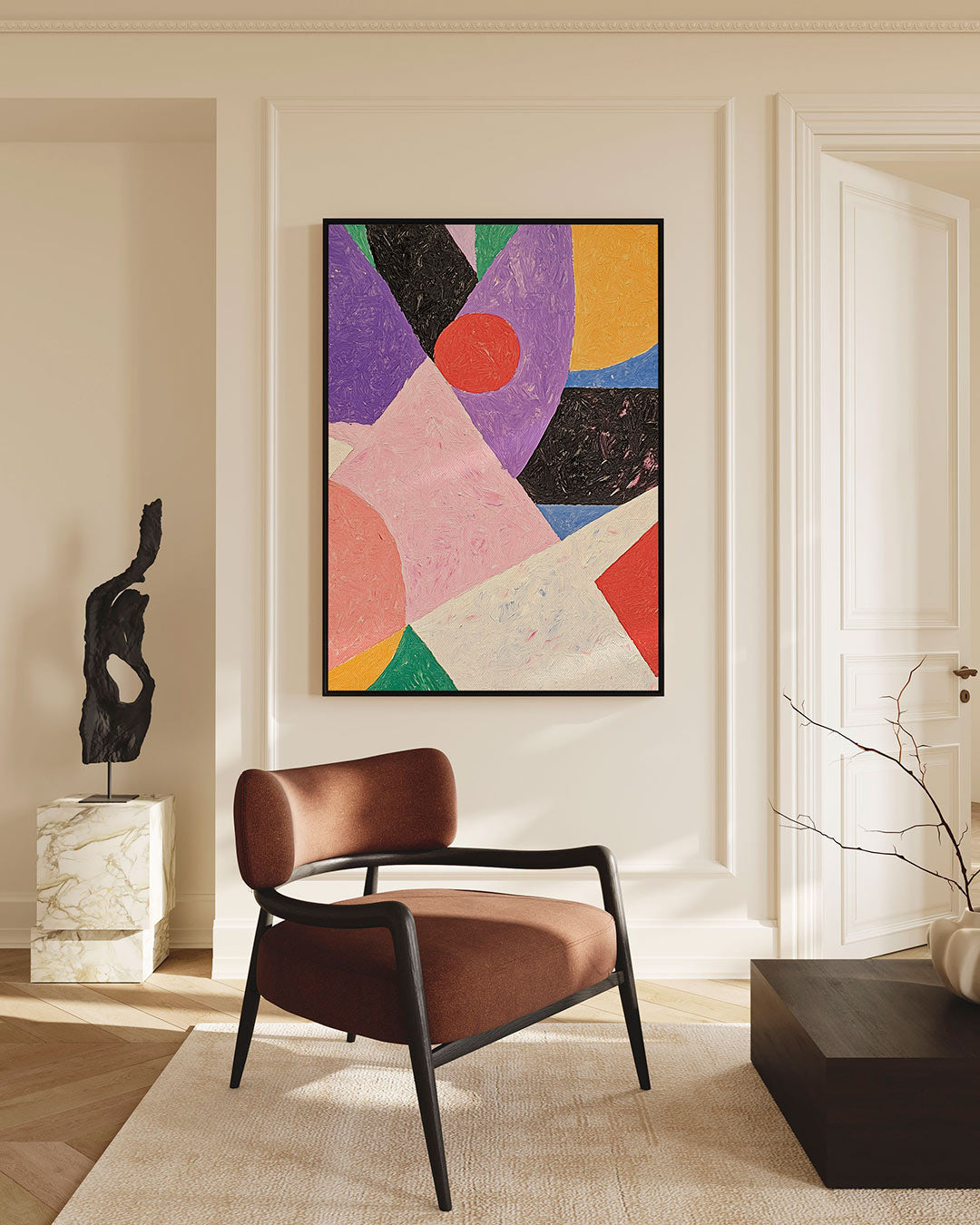 Geometrische kleurenexplosie Kunstwerk