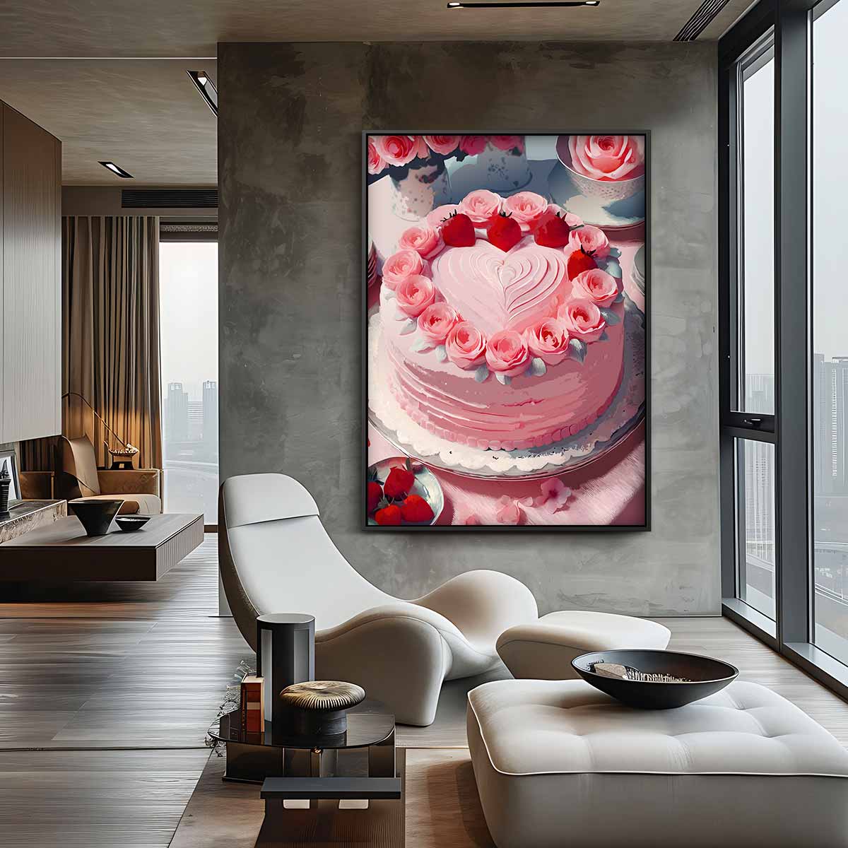 Romantische Rozen Taart Kunstwerk-canvas-dibond-plexiglas-wanddecoratie-WallArtistic