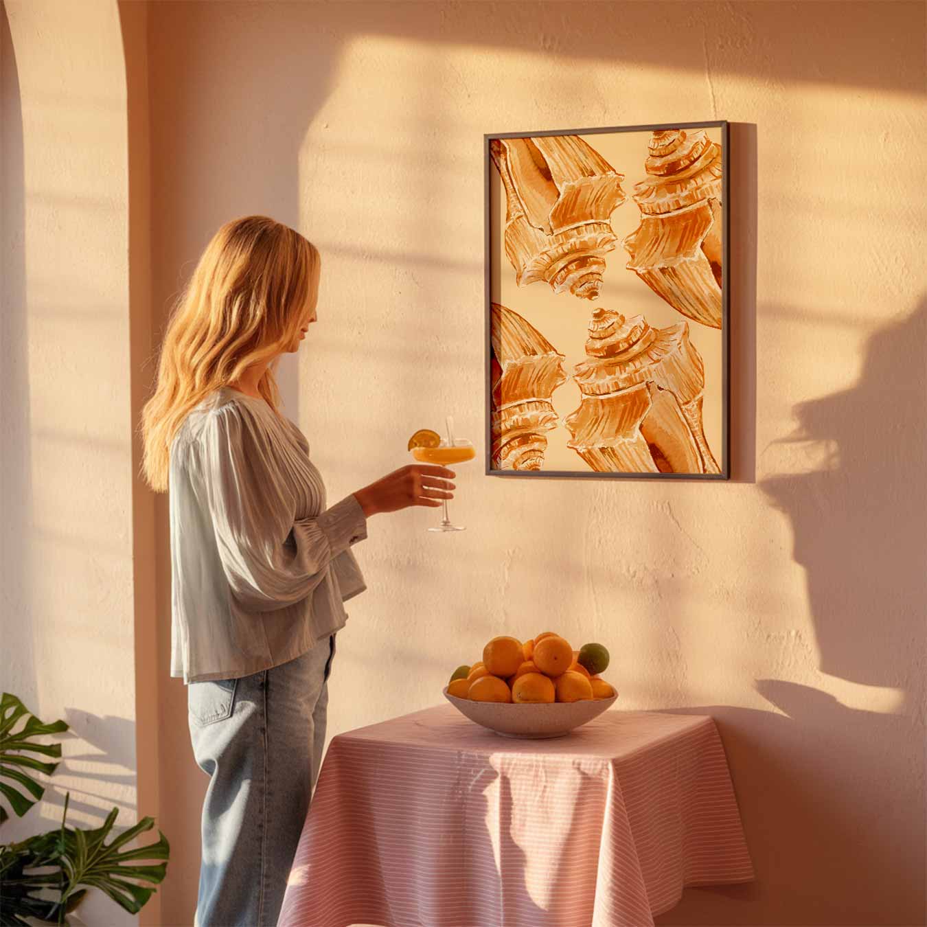 Oranje Schelpen Poster-WallArtistic