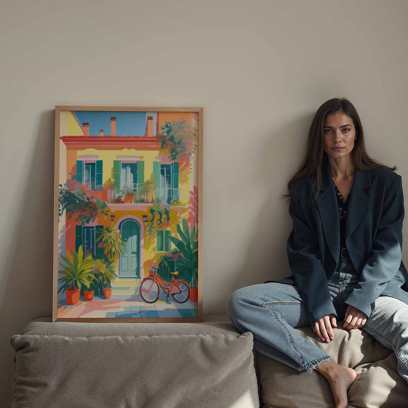 Zonnige Mediterrane Huis Poster-WallArtistic